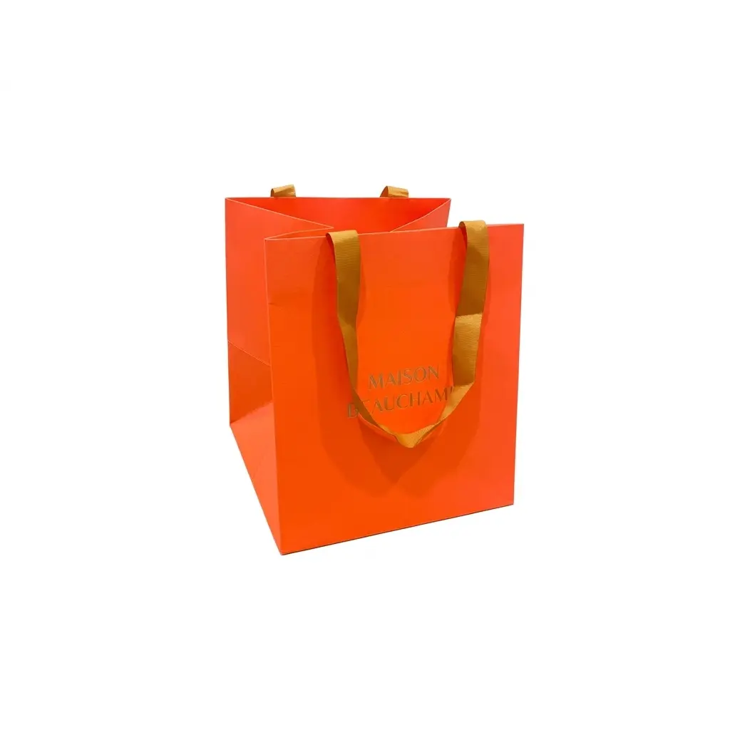 Custom paper bags with ribbon handles